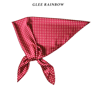 Glee rainbow夏日热情波尔多红真丝小波点活力造型方巾头巾