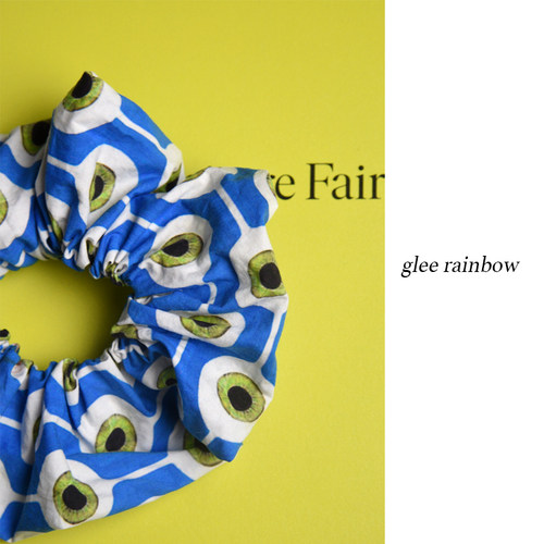 Glee rainbow 海蓝色纯棉趣味印花肥肠发圈