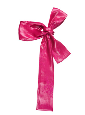 glee rainbow 玫红真丝光感涂层感双面色织提花缎直角窄丝巾