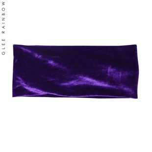 Velvet Glee 电光紫真丝天鹅绒 深军绿 复古弹力发带 rainbow