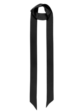 Glee rainbow 经典黑色100%桑蚕丝斜角直角真丝丝巾长条细丝巾