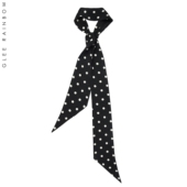 Glee rainbow 黑色白波点真丝双绉百搭造型斜角丝巾