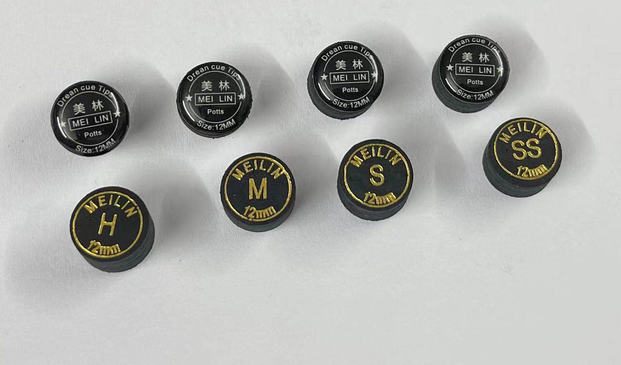 正品美林黑色11/12/14MM多层皮头花式九球杆斯诺克台球杆皮头包邮