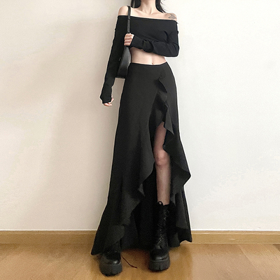 gagaopt长裙A字不规则开叉半身裙