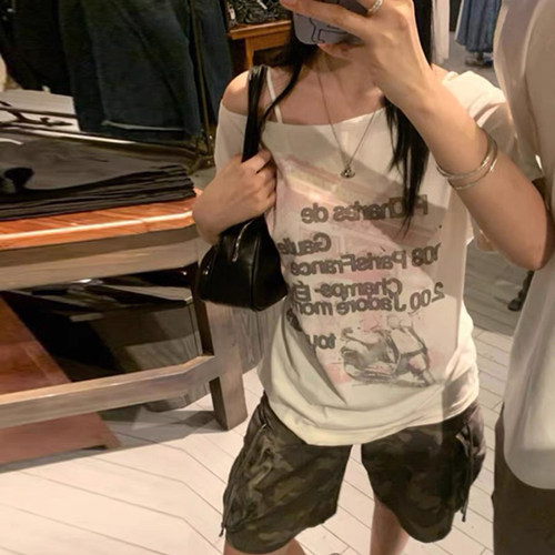 慵懒风字母印花短袖T恤ins潮流