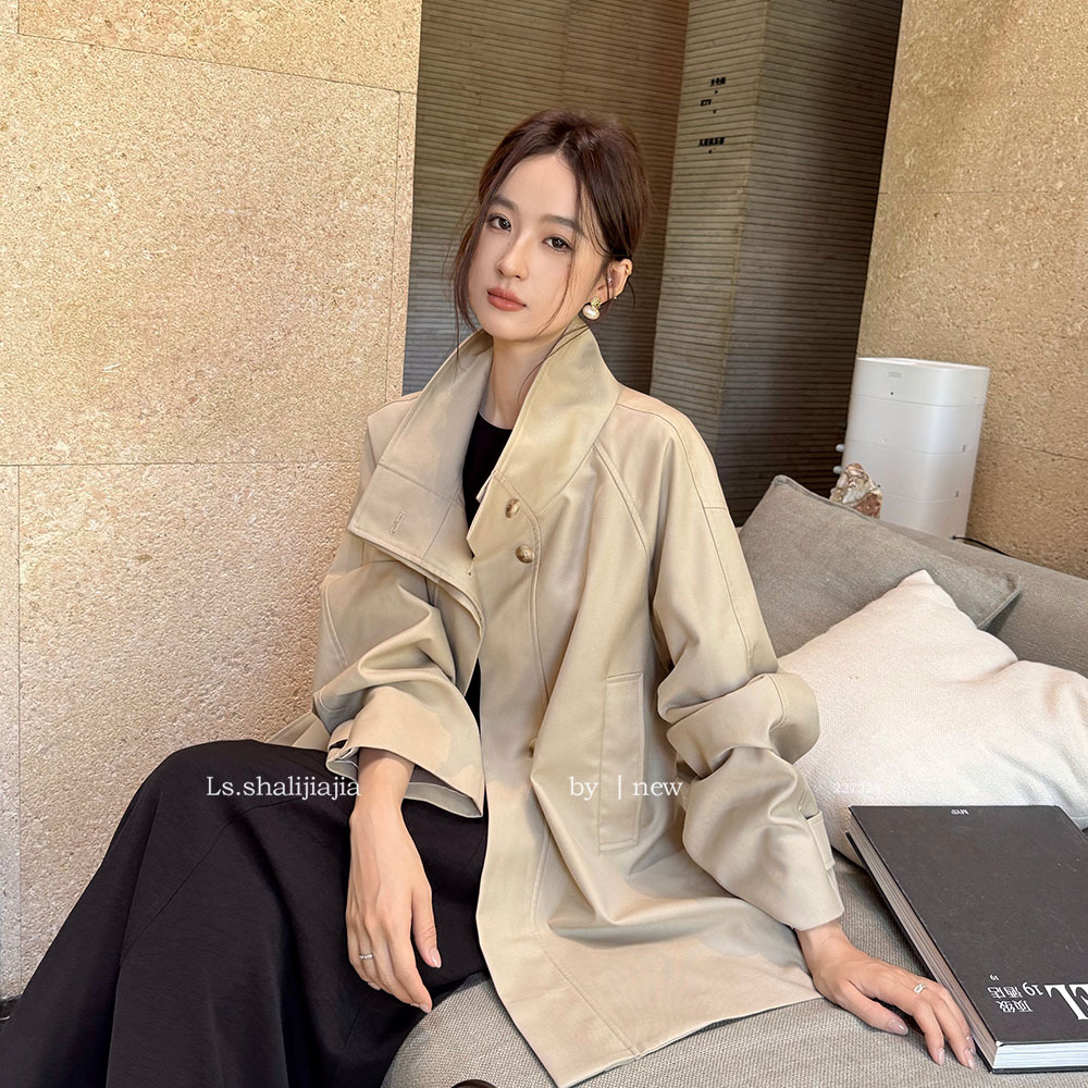 极简时尚通勤百搭风衣外套翻领