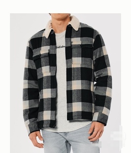 【今日特价】正品全新Hollister秋冬款男款羊羔绒内衬衬衫式夹克