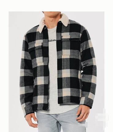 【今日特价】正品全新Hollister秋冬款男款羊羔绒内衬衬衫式夹克
