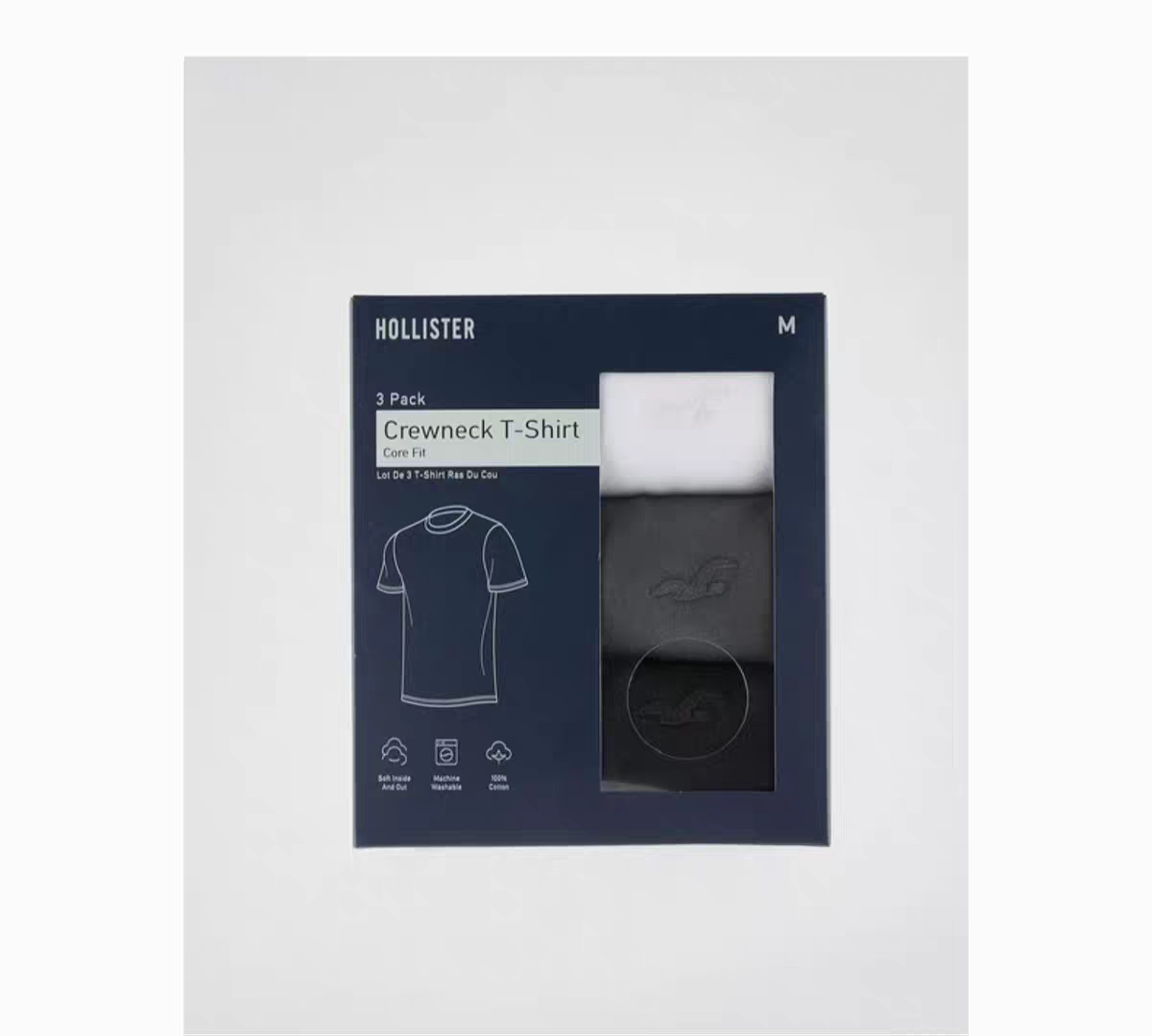 正品必保Hollister盒装3件装经典小海鸥棉质T恤男装