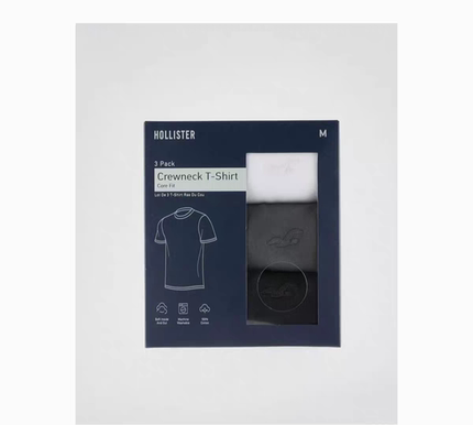 正品必保Hollister盒装3件装经典小海鸥棉质T恤男装
