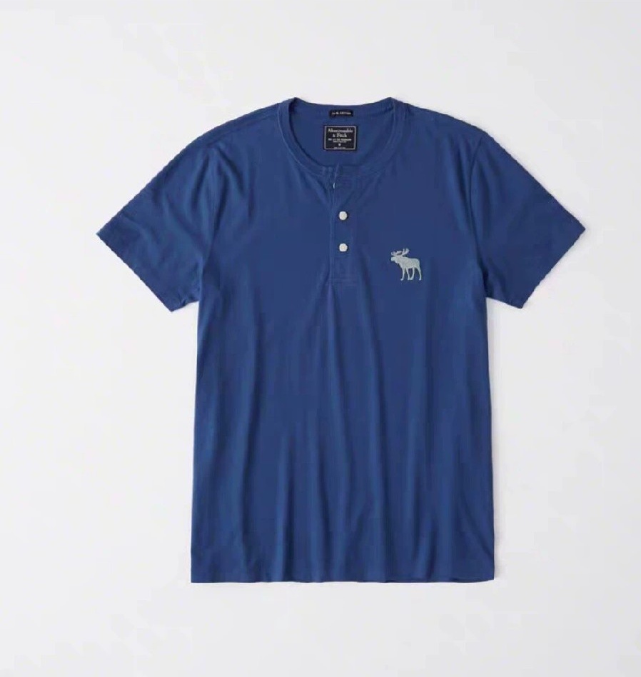 正品ABERCROMBIE & FITCH 亨利经典刺绣logo棉T（假一赔四）