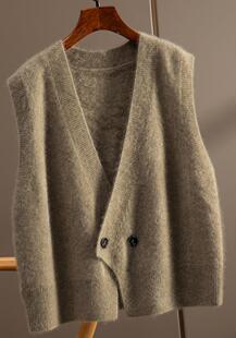 羊绒天花板！法国鼎奢拉绒 云柔感V领毛衣马甲女8D09