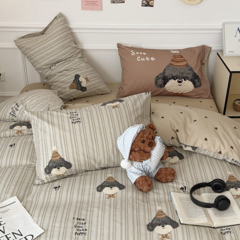 A类母婴级四件套全棉纯棉ins混搭元气大版巨好看的三件套卡通可爱