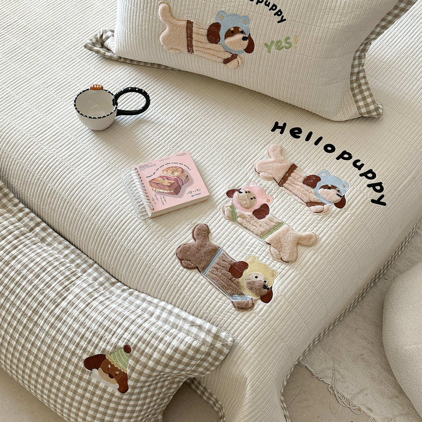 双面全棉纯棉兔毛刺绣款床盖三件套被罩四件套1.8m床2026新款卡通