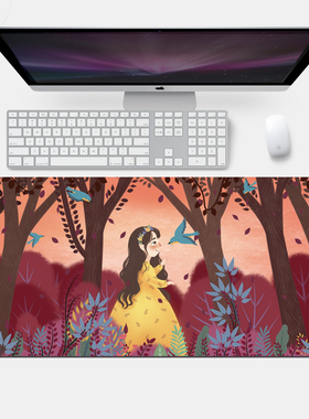 卡通可爱幸运女孩鼠标垫子超大号电脑桌垫办公定制家用笔记本HSRE