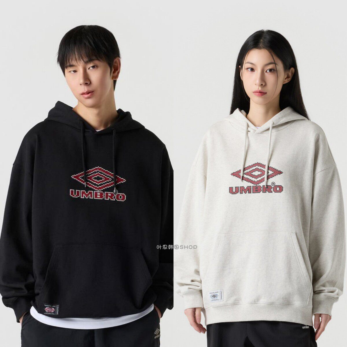 Umbro茵宝 2025秋冬新款男女情侣运动休闲连帽字母套头衫宽松卫衣