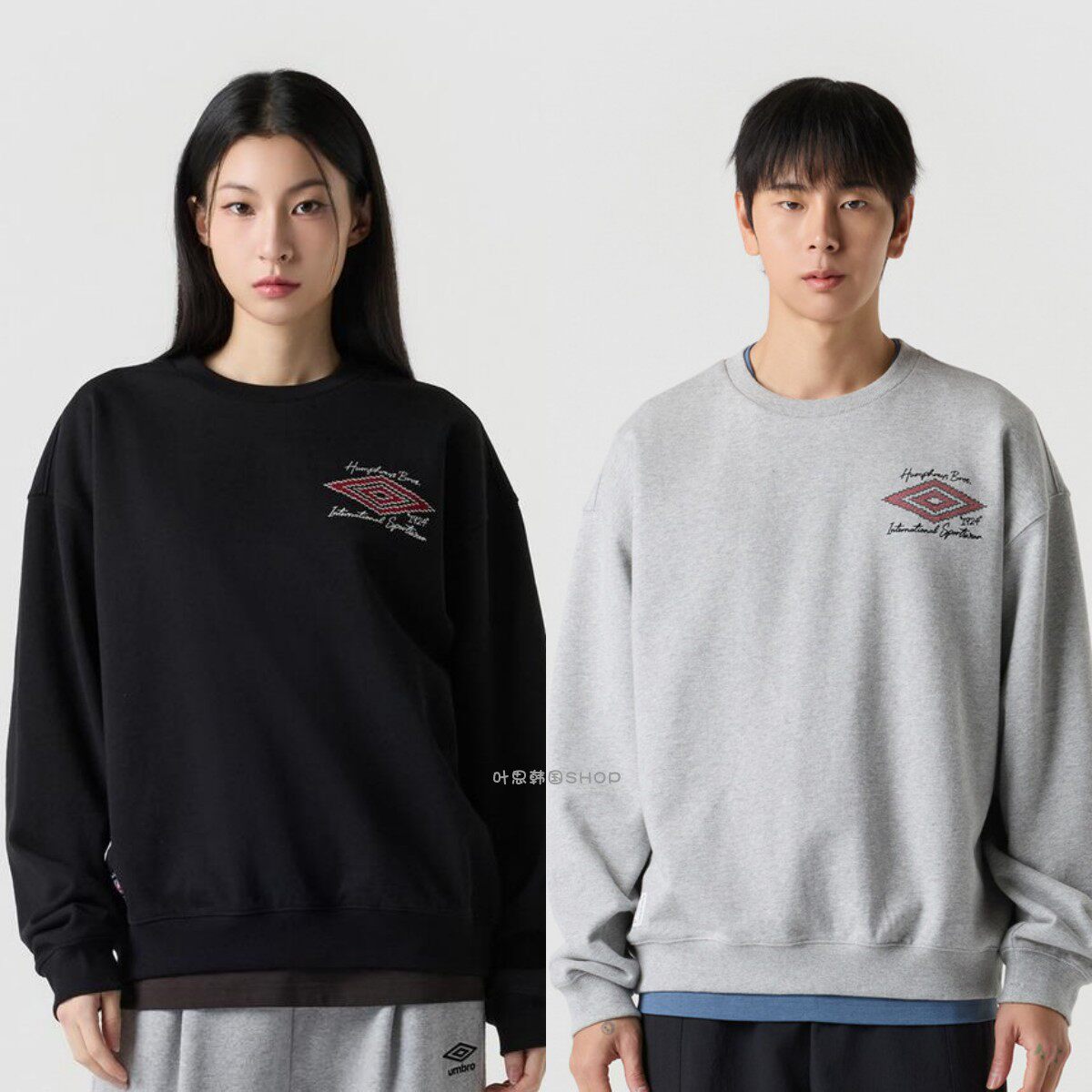 Umbro茵宝2025秋冬新款男女情侣圆领运动休闲复古长袖套头衫卫衣