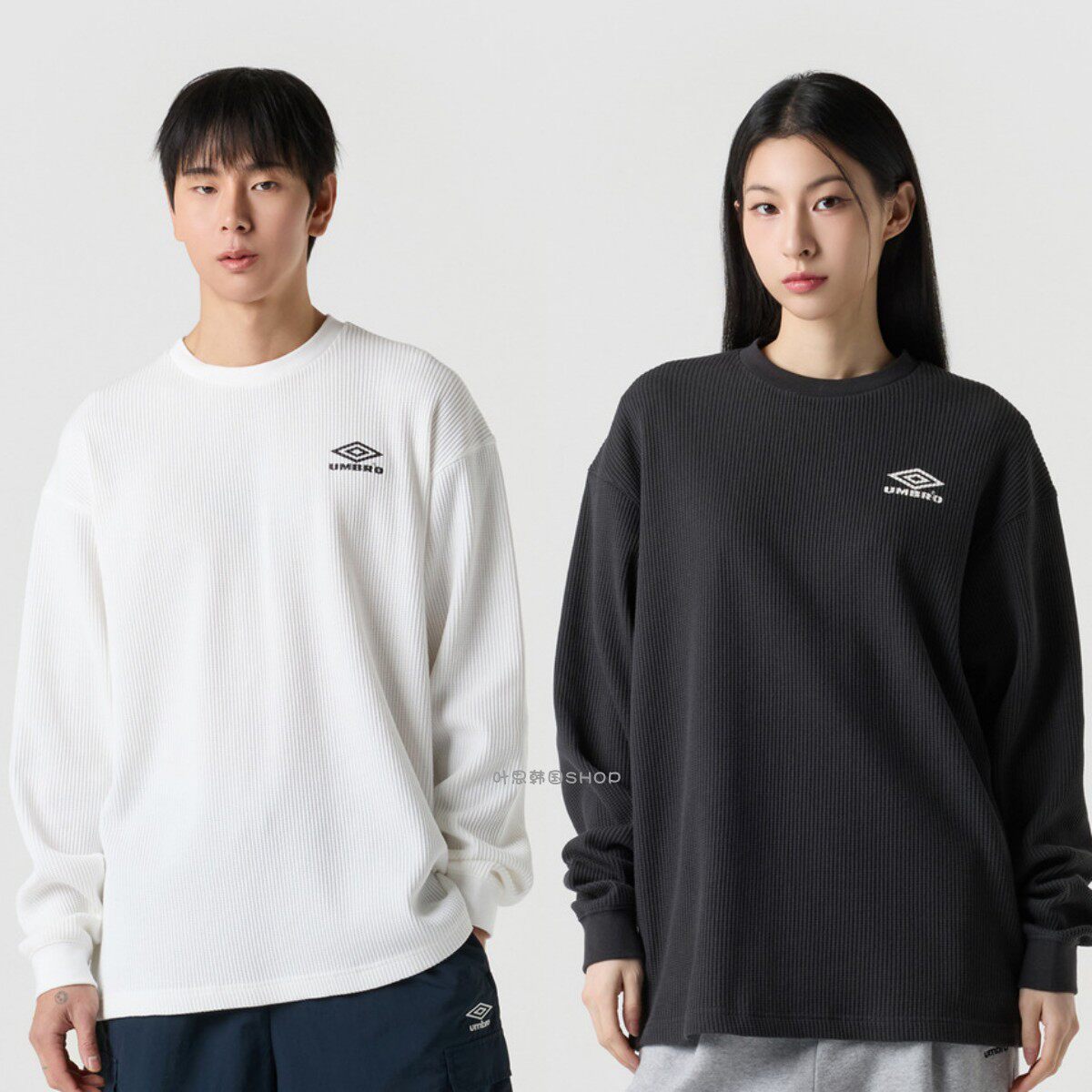 Umbro茵宝 2025秋冬新款男女情侣运动圆领经典华夫字母套头衫卫衣