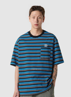 Umbro/茵宝正品新款男女圆领条纹运动透气休闲短袖T恤UQ321CRS74