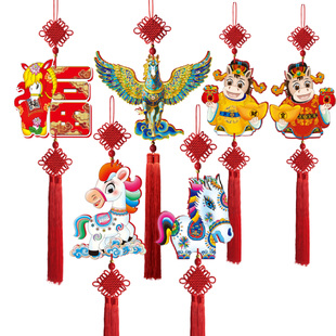 马年新年挂件春节喜庆室内装饰杨柳青大号生肖福马木板招财祈福牌