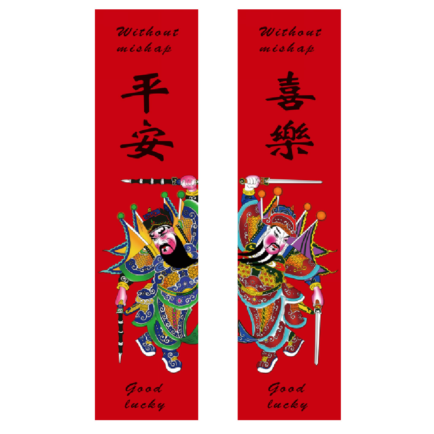 杨柳青年画守门神将大门装饰贴纸