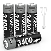 鼠标 5号 USB充电3400mWh 摇控器可充电锂电池大容量时长 1.5V