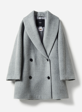 *WDY06031 茉莉雅集 R0*W意大利马海毛羊毛青果领一手长大衣冬女