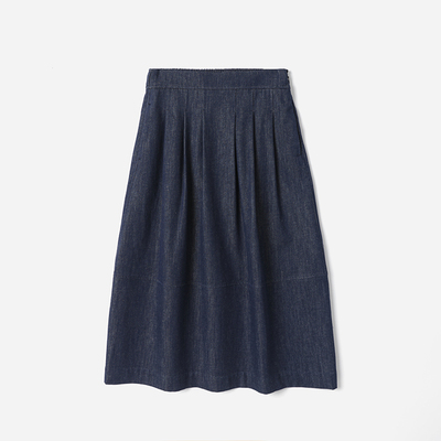 WBQ08015 茉莉雅集 复古优雅水洗高支汉麻棉显瘦百搭压褶A摆半裙