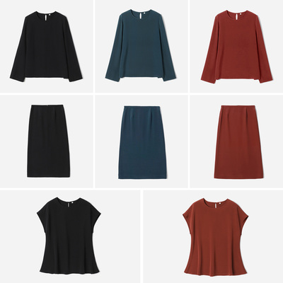 WBQ08105  享受奢华40姆米重绉全真丝装腰直身半裙衬衫女