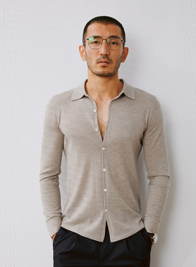 MZK04003 茉莉雅集 鄂*多斯KVSS精纺3/68支全羊绒针织开衫男士