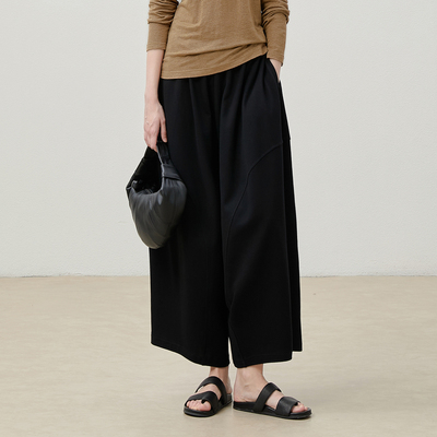 WKZ07065 茉莉雅集 针织四面弹高支棉慵懒随性气球裤裙裤日本料