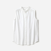 衬衫 浪漫无边际木耳边立领日本针织全棉无袖 茉莉雅集 WCS08018