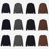 柔滑细腻精纺全羊绒小樽领 POLO领 圆领针织套衫 MZT09011 男士