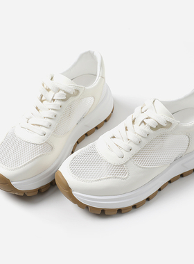 EY08017 轻盈舒适美学牛皮面透气网纱佰搭休闲阿甘运动鞋