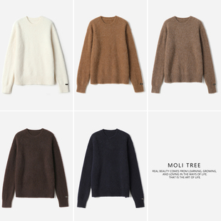 珍贵温暖之源进口Llama骆马大羊驼绒针织圆领套衫 WZT08306