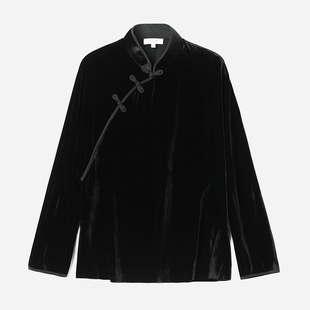 *WCS07051 茉莉雅集经久不衰的流光盛宴新中式真丝丝绒琵琶扣衬衫