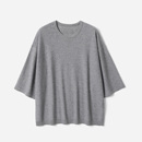 早春女 全羊绒并金银丝圆领落肩宽松针织套衫 WZT09115 茉莉雅集