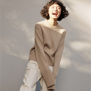 WZT03513 茉莉雅集 KVSS全羊绒R0*W经典长袖针织套衫毛衣女