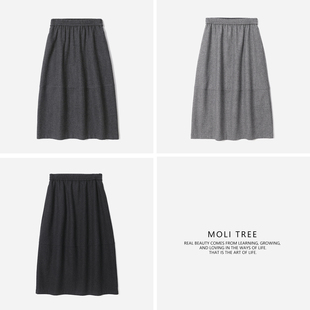 WBQ08131 不可水洗 法式大女主复古优雅全羊毛牛筋腰花苞半裙女