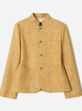 *WWT08260 茉莉雅集 香*风意大利进口老钱风立领收腰花呢外套女