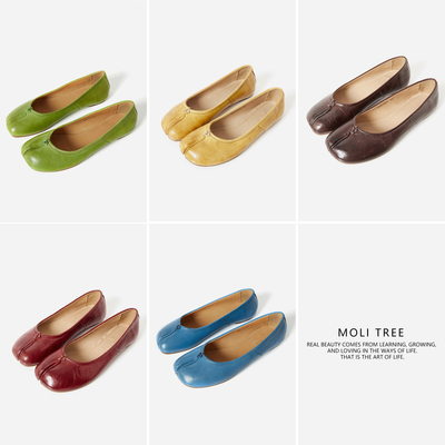 意大利水洗羊皮一脚蹬分趾鞋