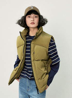 * WYR05096 光泽感防水格纹可追溯95白鹅绒羽绒服立领马甲