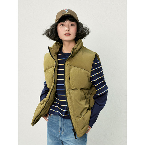 * WYR05096 光泽感防水格纹可追溯95白鹅绒羽绒服立领马甲