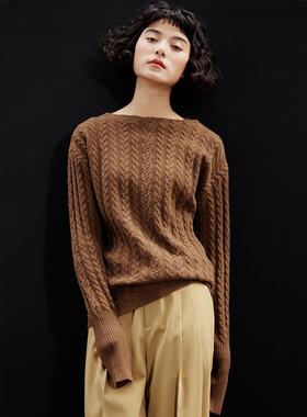 *WZT05195 茉莉雅集 定纺星光珠片纱羊绒绞花针织套衫毛衣