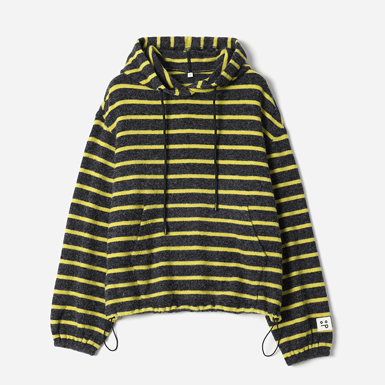 *WWY08042 茉莉雅集 有趣的灵魂趣味表情绒感加厚条纹连帽卫衣