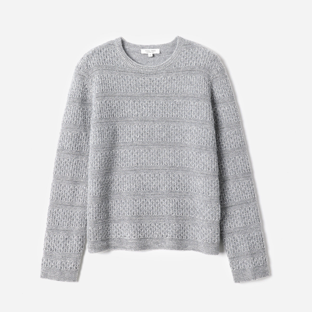 WZT07159 茉莉雅集 B*C优雅金银丝提花KVSS全羊绒圆领针织套衫女