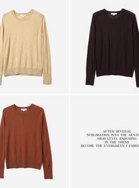 WZT07201 茉莉雅集140S细腻精纺全羊毛袖口开衩打底针织套衫毛衣