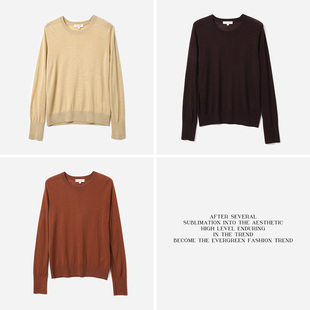 毛衣 口开衩打底针织套衫 WZT07201 茉莉雅集140S细腻精纺全羊毛袖