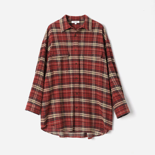 WCS08194  R*I3复古美式红米格纹全棉休闲宽松男友风衬衫女