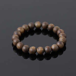 SACX0019 天然海南莺歌绿奇楠沉香圆珠直切单圈手串